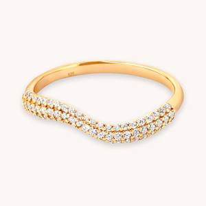 波浪铺路水晶戒指新设计金手指戒指仿古时尚饰品戒指设计女性银925饰品 - Product Image 1