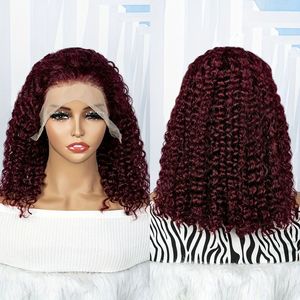 13*4 <span class=keywords><strong>pelo</strong></span> Real de alta definición encaje transparente <span class=keywords><strong>rizado</strong></span> Bob peinado rojo <span class=keywords><strong>redecilla</strong></span> - Product Image 3