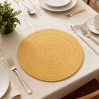 Meilleures ventes - Set de table rond en cuir PVC artificiel à motif bohème de 38 cm, résistant à la chaleur et antidérapant