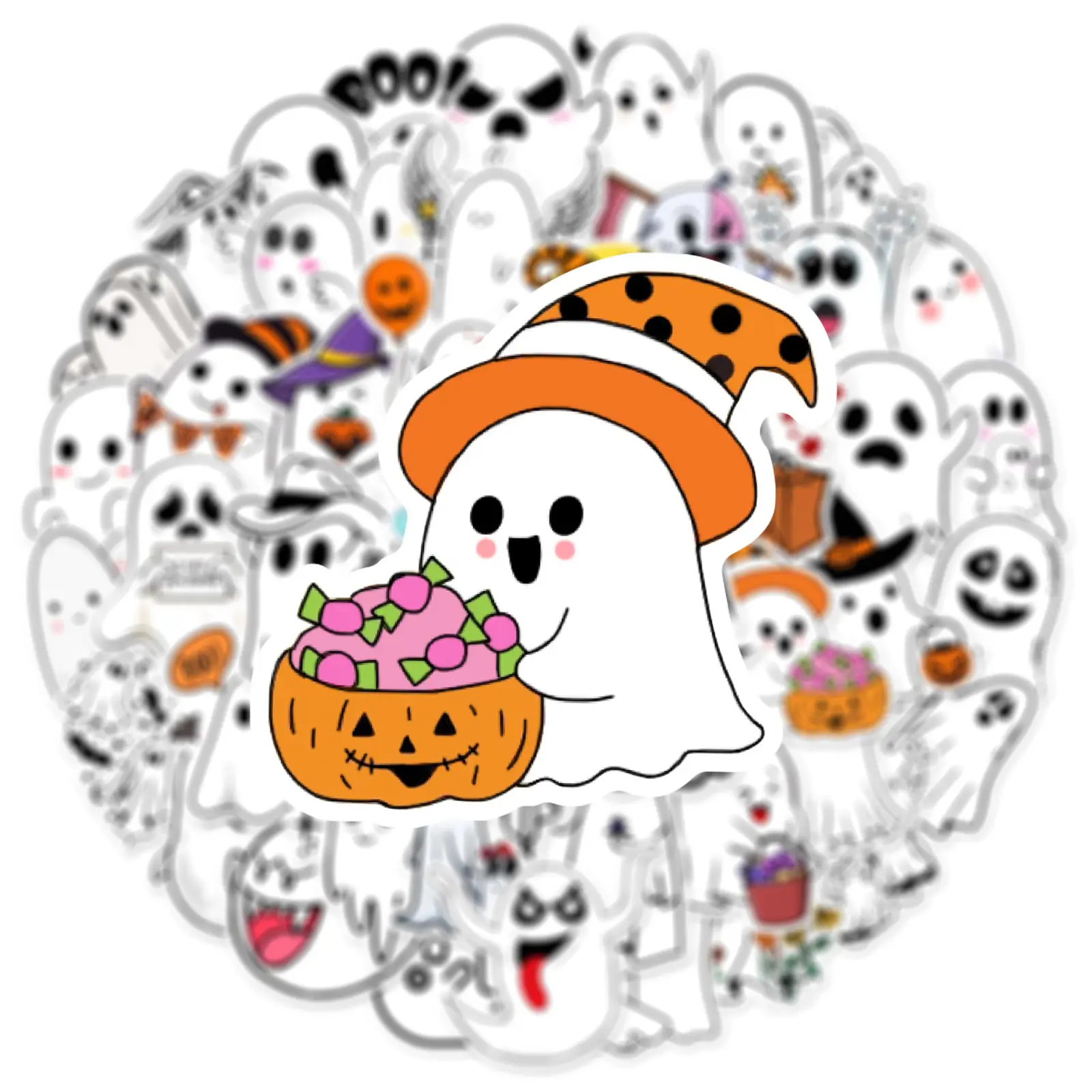 Kürbis Fledermaus Ghost Kawaii Festival Aufkleber Aufkleber Wasserdichte selbst klebende Party Dekoration Halloween Aufkleber