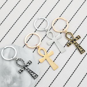Porte-clés en acier inoxydable avec symbole égyptien ancien <span class=keywords><strong>Ankh</strong></span>, symbole <span class=keywords><strong>de</strong></span> vie, pendentif <span class=keywords><strong>de</strong></span> voiture, porte-clés en métal - Product Image 2