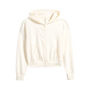 Sudadera con capucha y cremallera teñida con diseño personalizado para mujer, tejido clásico de Jersey de algodón, manga larga, lavado ácido, estilo corto - Product Image 1