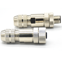 Conector de alimentación a prueba de agua M12, enchufe hembra de 4 pines y enchufe macho tipo DIN con terminación de tornillo