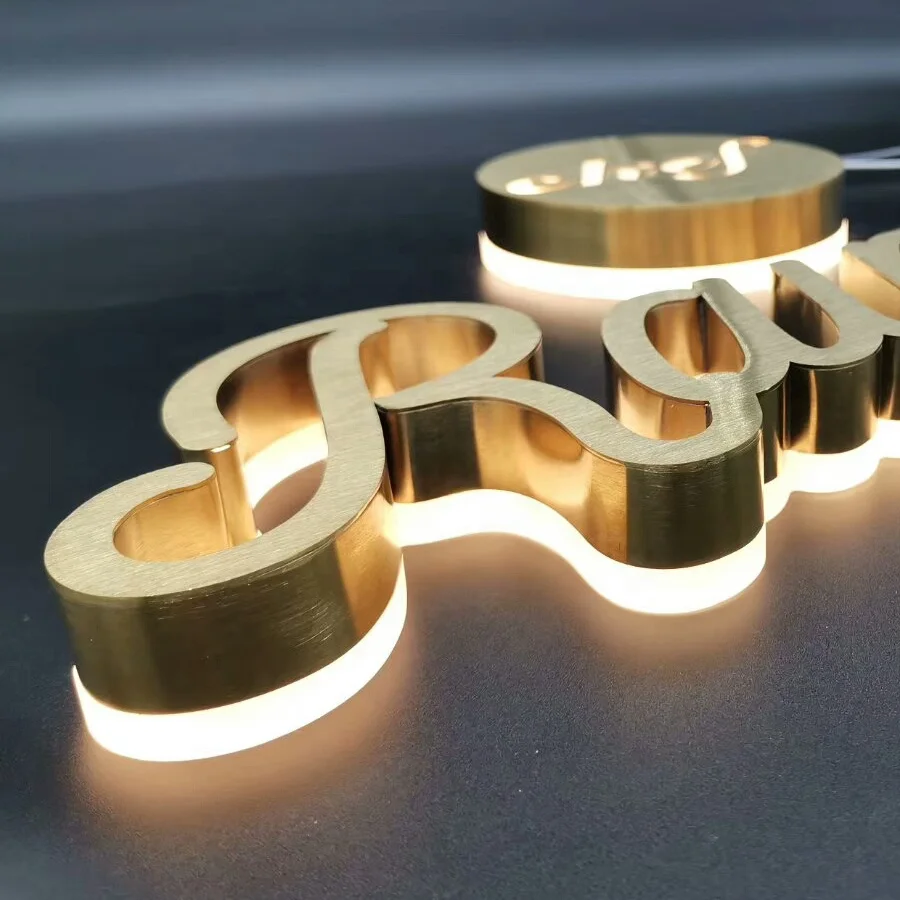 Gepolijst Roestvrij Staal Bewegwijzering 3D Led Verlichting Grote Backlit Kanaal Brief Voor Muur Edge Lit Letters-Led Teken