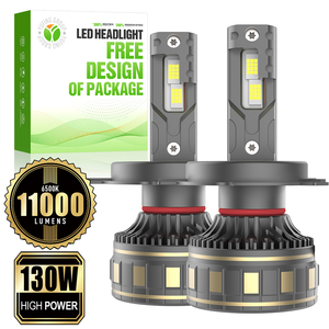 Ampoule de phare LED H4 pour voiture, meilleur rapport qualité-prix, ventilateur haute vitesse P1F, 130W, 11000Lm, 6500K, 12-24V, pour la restauration de voitures classiques - Product Image 1