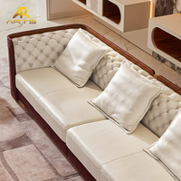 Canapé de luxe haut de gamme au design original, en cuir véritable, bois de rose massif et laiton massif, pour mobilier de salon de manoir et de villa