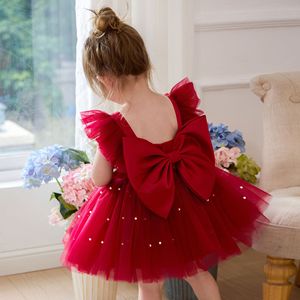 Vestido de Princesa para el Primer Cumpleaños de Bebés Niñas, Vestido de Fiesta con Mangas con Volantes Rosas, Tutú de Tul, Disfraz para Ceremonias y Actuaciones - Product Image 5