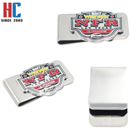 Dompet klip uang logam datar berlapis perak modern buatan pabrik selama 20 tahun, tempat kartu kredit, kecil, dari baja tahan karat dan seng