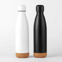 Nouvelle conception, bouteilles droites de 500 ml avec couvercle en bois, bouteilles d'eau isothermes en acier inoxydable avec infuseur