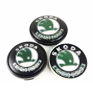 Skoda 65mm 56mm Verde Branco Roda Centro Hub Cap Emblema Do Pneu Badge Cover