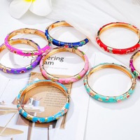 Vente en Gros de Fleurs de Pivoines Traditionnelles Émail Coloré Bracelets en Alliage pour Femmes Bracelets en Alliage Bijoux de Mode pour Femmes