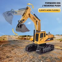 Excavadora de Juguete a Control Remoto de Aleación para Niños 1:24, Vehículo de Construcción Eléctrico RC de 5/6 Canales 2.4Ghz, Regalo