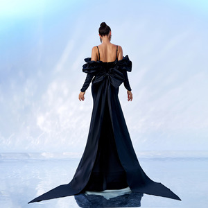 Sınır ötesi avrupa ve amerikan High-end uzun kollu zarif v yaka seksi uzun kadife ziyafet abiye nedime - Product Image 3