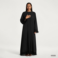 Ensemble Abaya Modeste Quotidienne 2 Pièces Personnalisé avec Volants Plissés et Manches Ouvertes, Robe Extérieure et Robe Intérieure