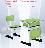 Ensemble table et chaise d'école réglables en hauteur en mélamine avec boîte à livres perforée et structure en acier pour salle de classe primaire