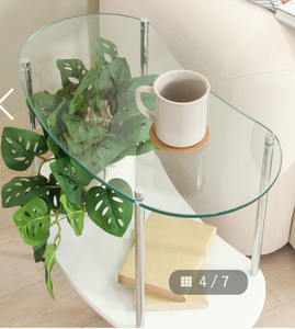 Mesas laterales minimalistas modernas, tubo de hierro galvanizado con tablero de MDF, vidrio templado para sala de estar, muebles para el hogar - Product Image 1