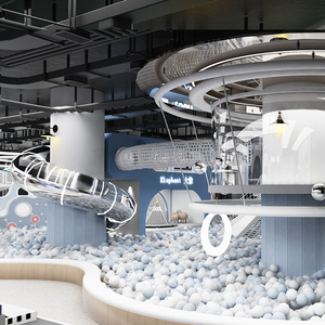 Ensemble d'aire de jeux intérieure interactive avec <span class=keywords><strong>cadre</strong></span> d'escalade Centre de jeu labyrinthe souple Piscine de sable et balles pour enfants - Product Image 6