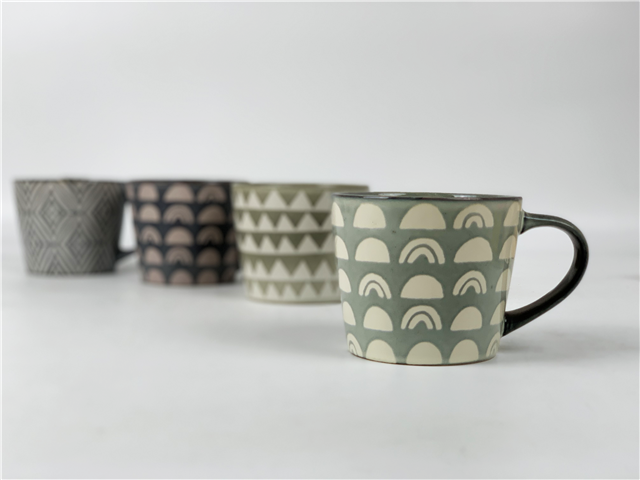 wholesale 16oz Big Reactive Glazed ceramic coffee  mug with silkscreen pattern, tea cup,  Best price custom mugs