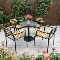 Ensemble table et chaises de bistrot en aluminium moderne avec plateau WPC, résistant à l'eau et aux UV, mobilier d'extérieur pour café, restaurant, balcon, jardin