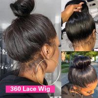 Pelucas delanteras de encaje 360, pelucas rectas de cabello humano HD transparente 360, pelucas de encaje completo para mujeres prearrancadas con cabello de bebé de alta densidad