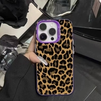 Coque de Téléphone Antichoc en PC Léopard Doré Tendance Housse Étui pour iPhone 17 16 E Plus 15 14 11 13 12 Pro Max 7 8 Plus X XR XS