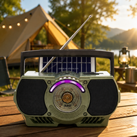 Radio solaire portable ELETREE RD-A3BTS RD-A3BT FM AM SW 3 bandes avec lecteur BT USB TF, batterie rechargeable 18650, lumière LED
