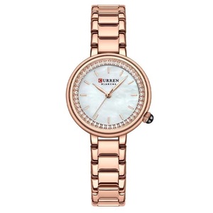 Montre élégante pour femme en gros, à quartz, avec cadran à motif malachite verte, lunette en cristal, bracelet en acier inoxydable, étanche - Product Image 2