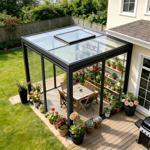 Système <span class=keywords><strong>de</strong></span> toit en verre trempé préfabriqué avec structure en aluminium moderne <span class=keywords><strong>pour</strong></span> résidence, atrium, gazebo, véranda extérieure, imperméable, résistant au vent, anti-UV - Product Image 3