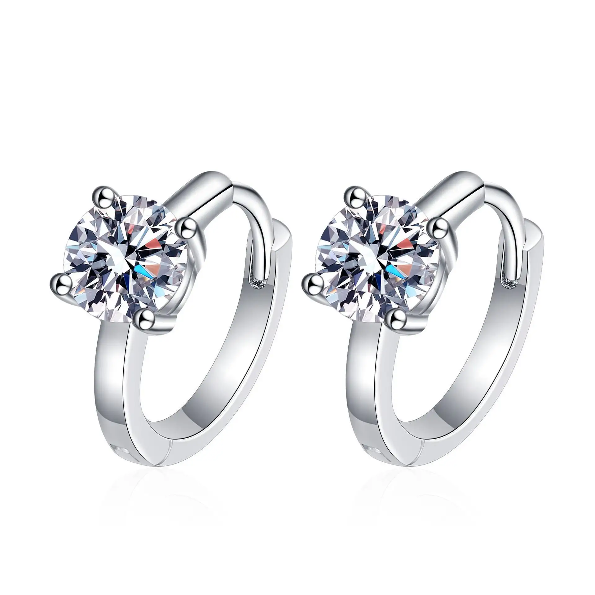 Pendientes de bucle colgantes de plata 925 de lujo Gra VVS 0,5 1Ct forma redonda Diamante de moissanita para mujer boda encontrar joyería