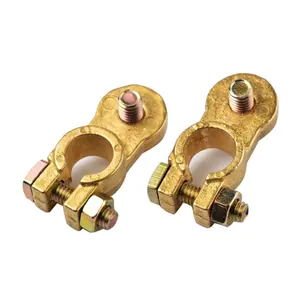 Ampper Brass Battery Terminal Connectors, Top Post Battery Terminals Clamp  Set for Marine Car Boat RV Vehicles (1 Pair)