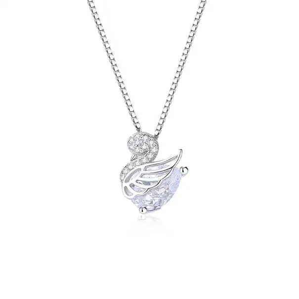 Elegante Mode 2024 Sterling-Silber Schwäne Schmuck Mädchen glänzend Diamant cz Schwäne Anhänger-Halsband für Damen