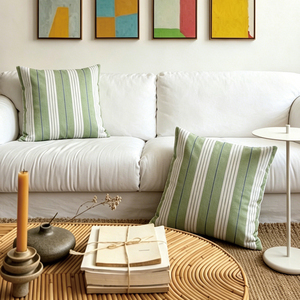 Modern Farmhouse <strong>Sage</strong> Stripe Throw <strong>Cushion</strong> <strong>Cover</strong>, Soft Durable Polyester Pillow Cases for Couch Living Room Decoration - Product Image 4