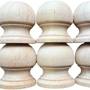 Remates de varilla de espiga de madera, 1-1/16 pulgadas de alto, agujero de 1/2" - Product Image 1