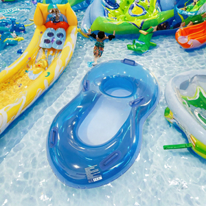 Toboggan aquatique gonflable bleu, bouée de piscine robuste pour usage commercial, avec logo personnalisé - Product Image 3