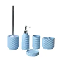 Ensemble d'accessoires de salle de bain en céramique, porte-distributeur de savon, articles de nettoyage, couleur bleue, 20 pièces