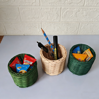 Petit panier de rangement en rotin naturel pour bonbons, idéal pour les cadeaux et la présentation de collations, porte-stylos en osier tressé, porte-gobelets en bambou