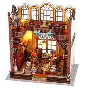 Kit <span class=keywords><strong>de</strong></span> maison miniature bibliothèque magique vintage avec lumière LED, modèle artisanal en bois fait main pour la décoration intérieure des adultes - Product Image 1