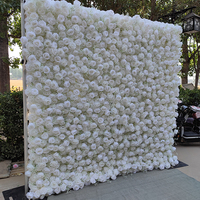 Lisse blanc Rose hortensias retrousser tissu 3D fleur toile de fond fleur mur pour mariage toile de fond décor