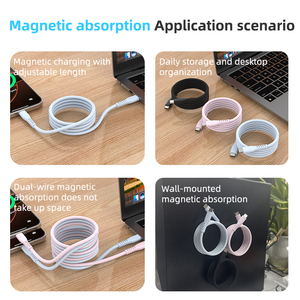 1M colorido PD 60W USB <span class=keywords><strong>C</strong></span> <span class=keywords><strong>Cable</strong></span> de datos de carga rápida magnética <span class=keywords><strong>iPhone</strong></span> 15 16 Compatible almacenamiento trenzado tipo <span class=keywords><strong>C</strong></span> 1M líquido colorido - Product Image 3