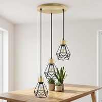 Lámpara Colgante de Madera y Hierro Estilo Industrial para Sala de Estar, Comedor o Restaurante