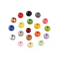 Perles rondes en bois de lotus coloré de 12-20 mm, grand trou, pour la fabrication de bijoux DIY, perles d'espacement, vente en gros pour vêtements