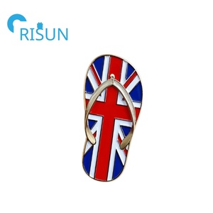 Metal dibujos animados moda esmalte <span class=keywords><strong>zapatillas</strong></span> Pin broche personalizado Unisex Slide hombres zapatilla Pin insignia zapatilla Flip Flop zapato solapa Pins - Product Image 4