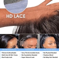 Perruques de cheveux humains ultra-lisses vietnamiennes 4x4 sans colle pour femmes, perruque frontale en dentelle 13x4 pré-épilée