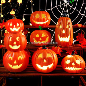 Calabazas Halloween tallado artesanía plástico calabaza Multicolor LED iluminar <span class=keywords><strong>Jack</strong></span> <span class=keywords><strong>o</strong></span> Linterna fiesta accesorios decoraciones al aire libre - Product Image 4