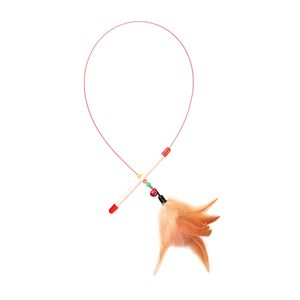 Feather <span class=keywords><strong>Cat</strong></span> Teaser Toy Stahldraht mit Bell - Elastic Rod Zähne Reinigung Interaktiver Haustier Zauberstab für Katzen - Product Image 1