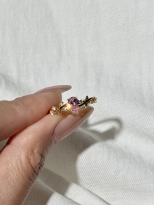 UM Jewelry 925 Silver 18K Gold Plated Fairy Garden White/Pink Zircon Ring NGTC Certified Unisex Wedding Daily Wear Party - Product Image 3
