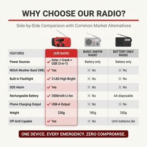 Radio Meteorológica de Emergencia con Manivela, Energía Solar, NOAA WB AM FM, Linterna LED y USB para Preparación en Caso de Terremotos y Tsunamis - Product Image 3