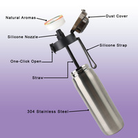 Ensemble de bouteilles d'eau isolées en acier inoxydable de 720 ml, bouteille d'eau aromatisée à l'air fruité avec des capsules de saveur