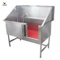 Baignoire Spa Moderne pour Animaux de Compagnie en Acier Inoxydable 304, Étanche et Facile à Nettoyer, Sèche-Chat et Chien Durable, Shampoing pour Animaux
