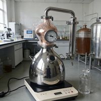 Alat Penyuling Laboratorium Kecil Mudah Dibersihkan dan Dioperasikan, Peralatan Penyuling Alkohol 12 L Baja Tahan Karat dengan Pendingin Air, Ekstraktor Minyak Atsiri Bunga